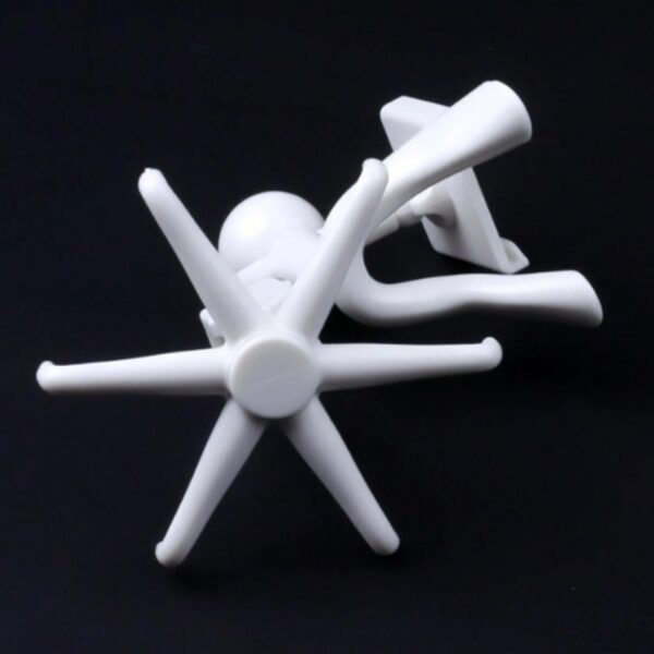 360 Degree Rotating Figure 6 Claw Kitchen Utensils Holder Hook OrganizerKitchen Rack, Non-Punching and Trace Sticky Hook for Bathroom, Door, Wall, White (1 Pc ) - Image 3