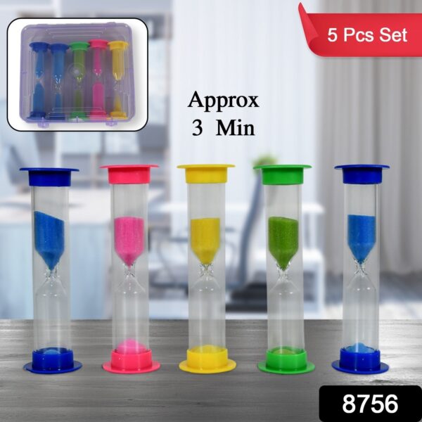 Sand Timer Plastic Hourglass, Sand Glass Toy Sand Clock for Kitchen, Office, School and Brushing Teeth for Bathroom Timer Clock Children Hourglass Sand glass Toothbrush Household Sand Clock (3 Min Approx / 5 pc) - Image 2