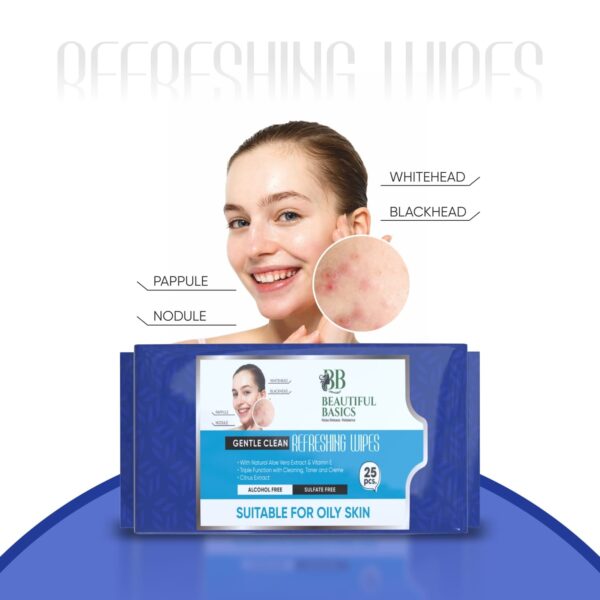 Refreshing Wet Wipes for Face | Facial Cleansing | Refreshing & Skin Hydration| Soothing for skin | pH Balance & Alcohol Free | Nourishing with Fruit extract | 25 Wipes - Image 8