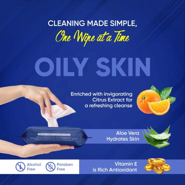 Refreshing Wet Wipes for Face | Facial Cleansing | Refreshing & Skin Hydration| Soothing for skin | pH Balance & Alcohol Free | Nourishing with Fruit extract | 25 Wipes - Image 4