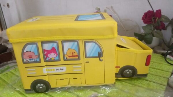 School Bus Shaped Portable Foldable Toy Box Storage with Lid (1 Pc) - Image 7