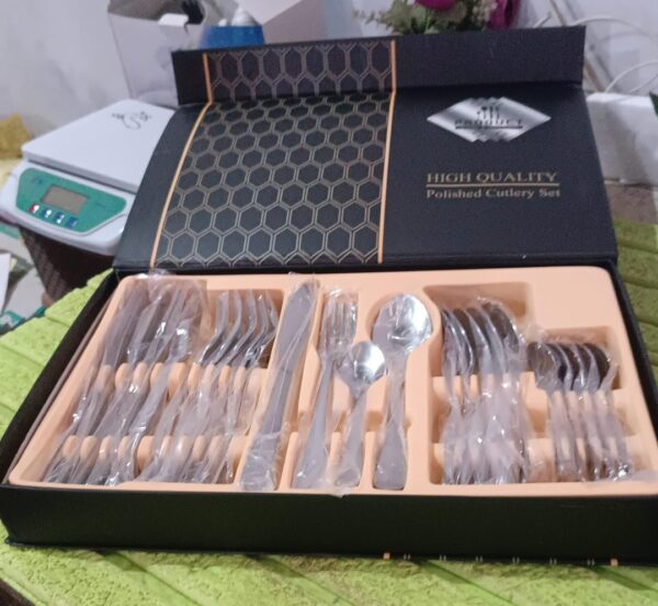 Premium Silver Daily Use Cutlery Set Stainless Steel Luxury Combo Set of 24 - Image 12