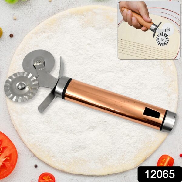 Pastry cutter wheel - Pie Crust Cutter Premium Double Cutter Wheel (1 Pc) - Image 2
