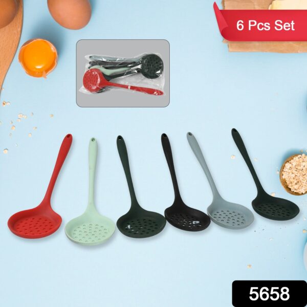 Multipurpose Silicone Spoon, Silicone Basting Spoon Non-Stick Kitchen Utensils Household Gadgets Heat-Resistant Non Stick Spoons Kitchen Cookware Items For Cooking and Baking (6 Pcs Set) - Image 2
