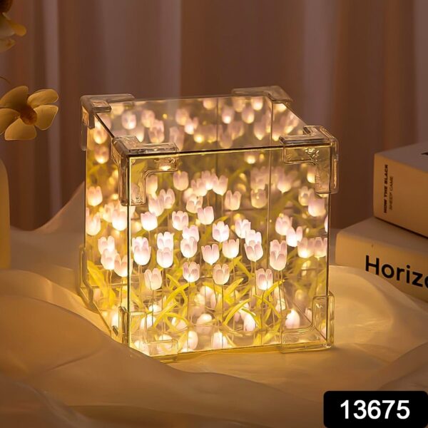 Cube Tulip Night Lamp | Led Decorative Nights Lamp (Multicolor & Design / 1 Set) - Image 2