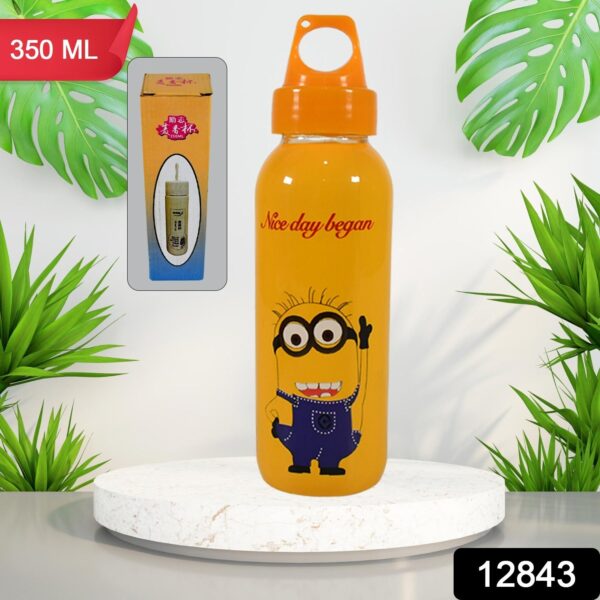 PORTABLE GLASS WATER BOTTLE, CREATIVE GLASS BOTTLE WITH GLASS WATER ( Mix Design) - Image 2