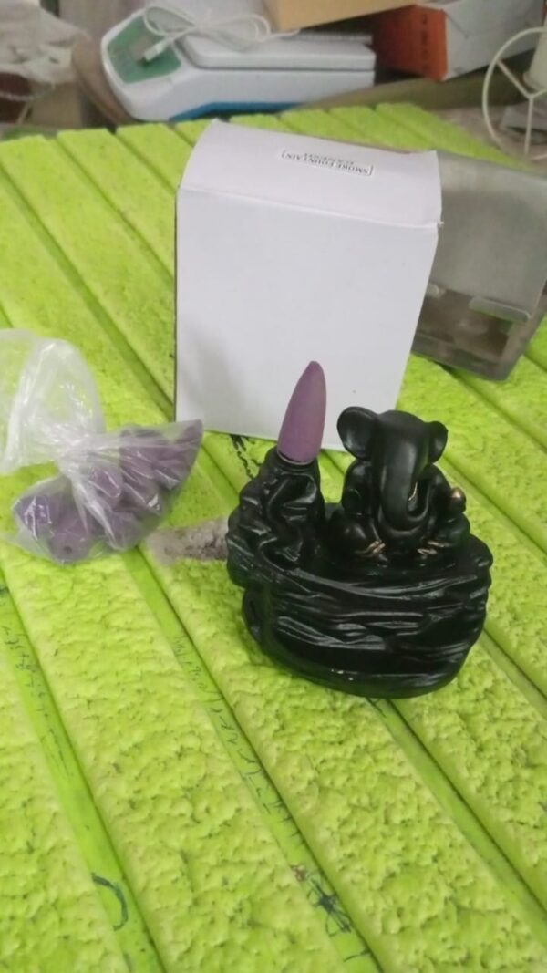 Smoke Fountain Ganesha Idol Decoration Items with 8 Pc Backflow Incense Cones Sticks (1 pc) - Image 7