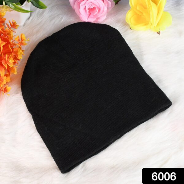 Cap for Winter Woolen Knitted Black Inside Fur Caps (1 Pc / Mix Design & Color) - Image 2