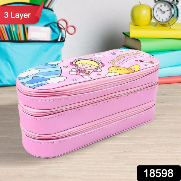 3 Layer Large Capacity With Multi-Functional Pencil Case (1 Pc) - Image 2