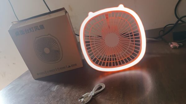 USB PORTABLE MINI DESK FAN WITH LIGHT & COLOR BOX (1 PC / Mix Color) - Image 7