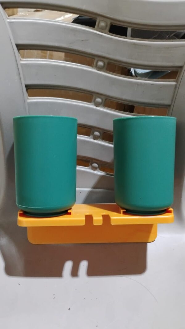 Multipurpose Wall Mount Toothbrush Holder Plastic Stand With 2 Cup  (1 Set) - Image 9