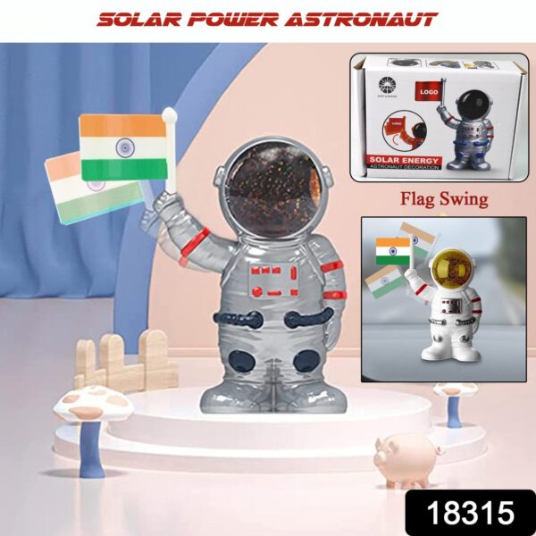Solar Power Astronaut Ornament Moving Hand with Indian Flag (1 Pc) - Image 2
