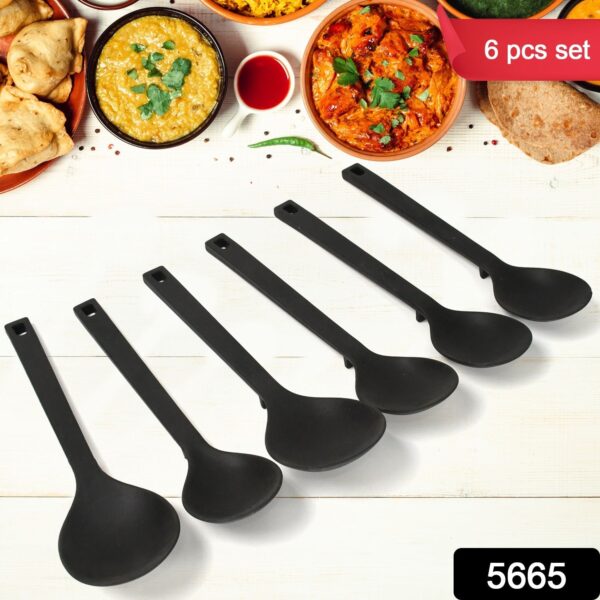 Multipurpose Silicone Spoon, Silicone Basting Spoon Non-Stick Kitchen Utensils Household Gadgets Heat-Resistant Non Stick Spoons Kitchen Cookware Items For Cooking and Baking (6 Pcs Set) - Image 2