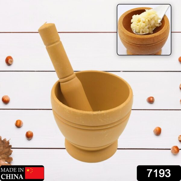 Mortar and Pestle Set for Spices, Okhli Masher, Khalbatta, Kharal, Mixer, Natural & Traditional Grinder and Musal, Well Design for Kitchen, Home, Herb - Image 2