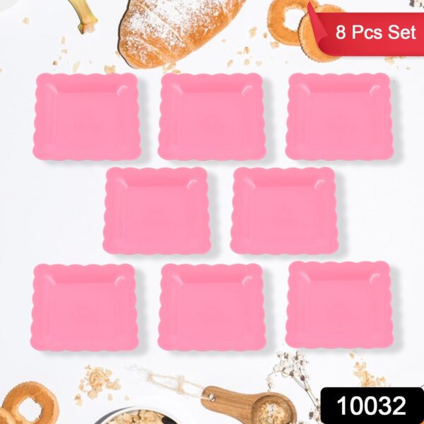 Square Plastic Dinner Plate Snacks / Breakfast, Restaurant Serving Trays Home School Coffee Hotel Kitchen Office (8 Pcs Set) - Image 2