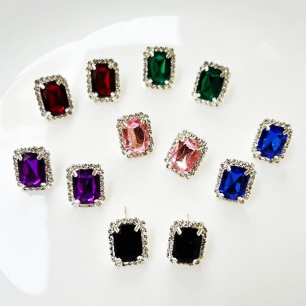 Diamond Jewellery Interchangeable Triangular Shaped Earrings (6 Pari / Mix Color & Design) - Image 5