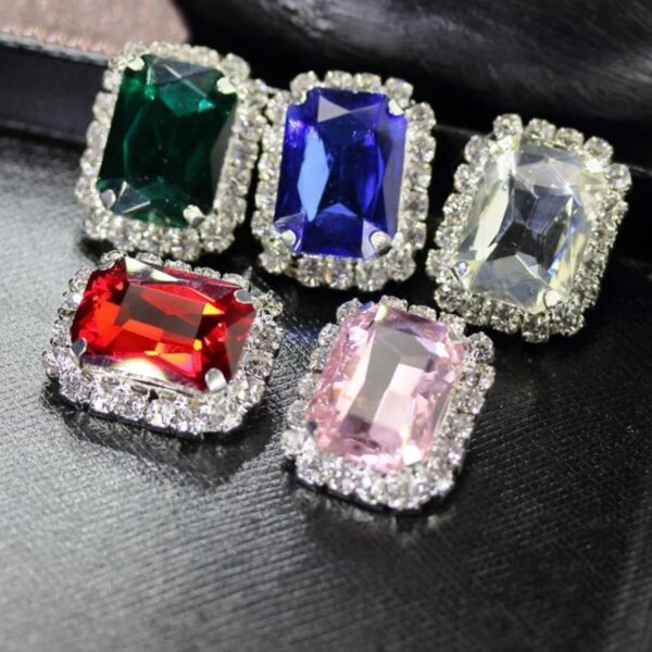 Diamond Jewellery Interchangeable Triangular Shaped Earrings (6 Pari / Mix Color & Design) - Image 3