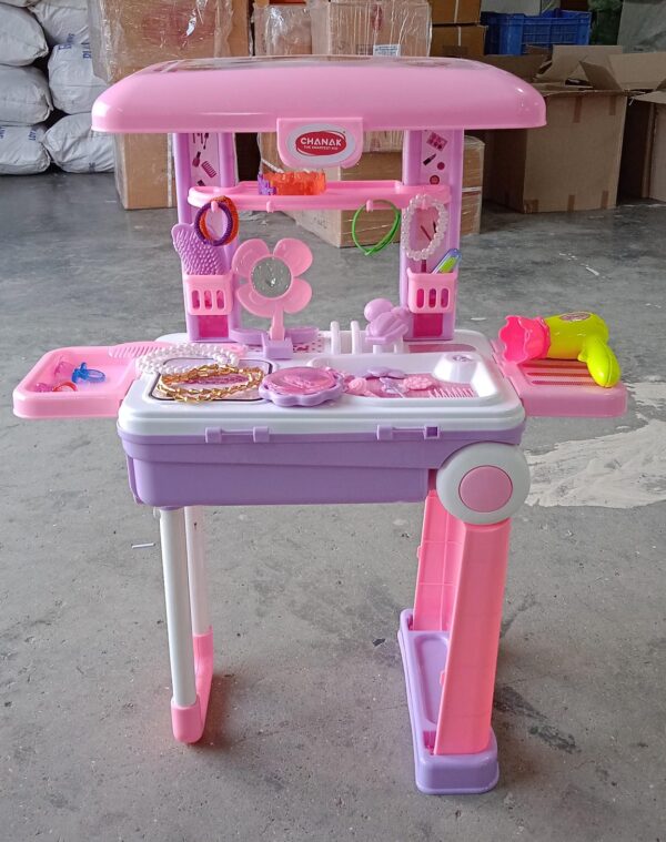 Big Beauty Set Suitcase On Wheel, The Ultimate Beauty Set On Wheels for Girls, Makeup Kit is Easy to Clean & Use, Portable Beauty Set with 25 Pieces for 3 Years BIS Approved. (Beauty Set Trolley) - Image 9