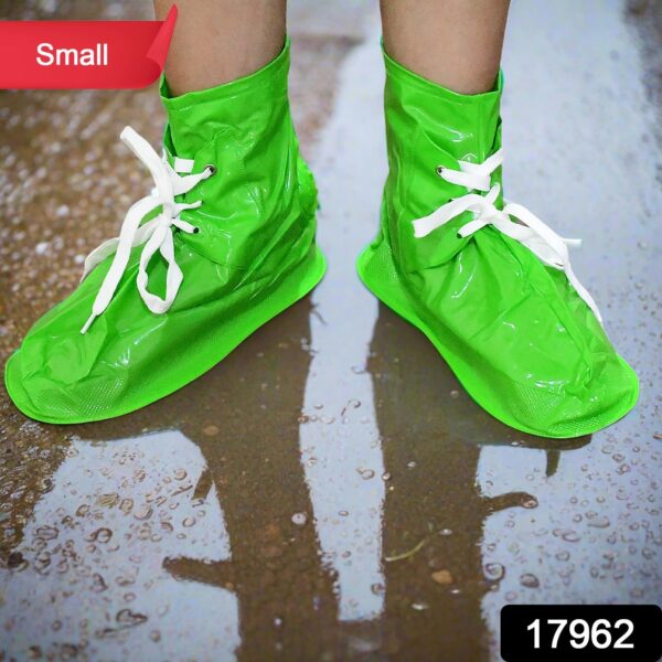 Plastic Shoes Cover Reusable Anti-Slip Boots Zippered Overshoes Covers & Shoe laces Waterproof Snow Rain Boots for Kids / Adult Shoes, for Rainy Season (1 Pair) - Image 3