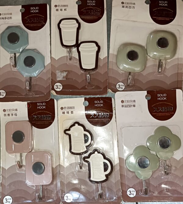 Multipurpose Wall Hooks: Strong & Self-Adhesive for Bathroom, Kitchen, Office ( Mix Design ) - Image 5