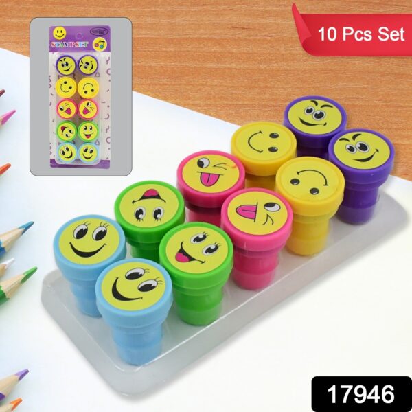 Emoticon Stamps 10 pieces in Round Shape Stamp (Multicolor / 10 Pc) - Image 2