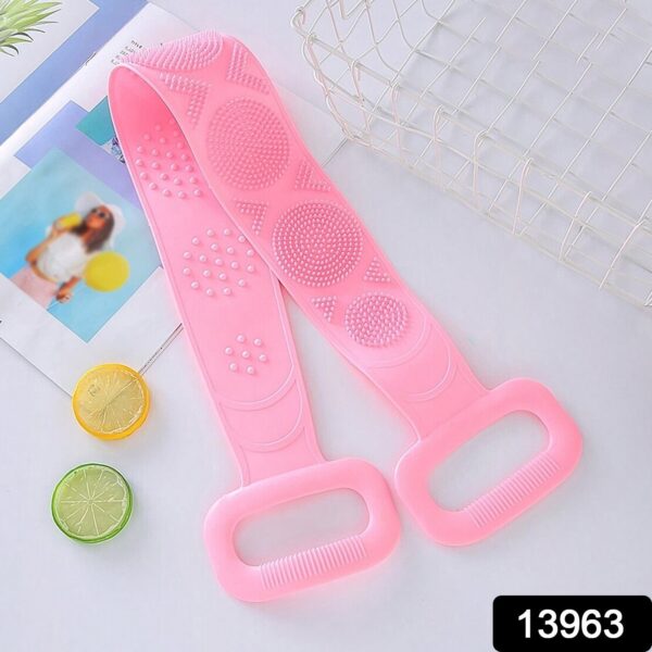 Silicone Body Back Scrubber Double Side Bathing Brush for Skin Deep Cleaning Massage, Dead Skin Removal (122 Gm | medium Size /1pc) - Image 2