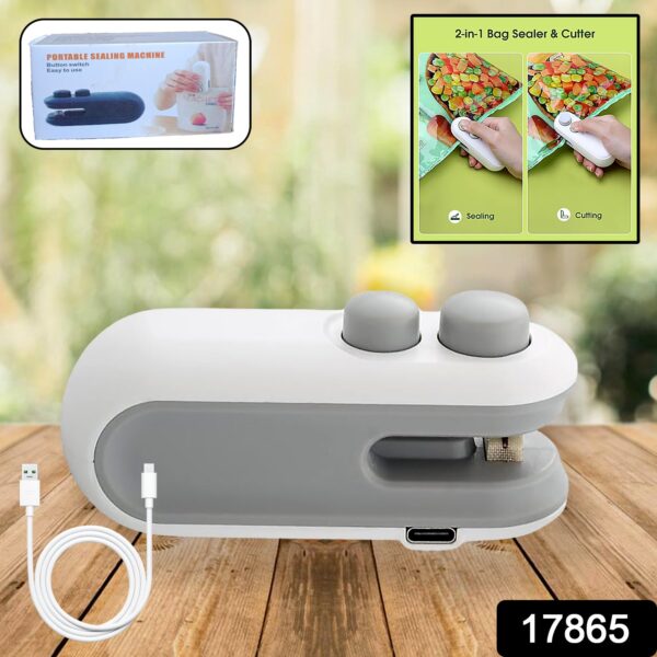 Mini Bag Sealer, 2 in 1 Seal & Cutter Heat Sealers, TYPE-C USB Charging Portable Bag Reseller, Handle Food Sealer, Sealing Machine for Food Storage Plastic Bags Snacks Keep Food Fresh - Image 2