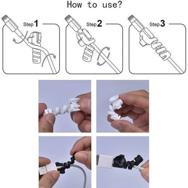 Cable Cord Protector Saver with Suction end (Suction Winder / 4 Pcs Set) - Image 4