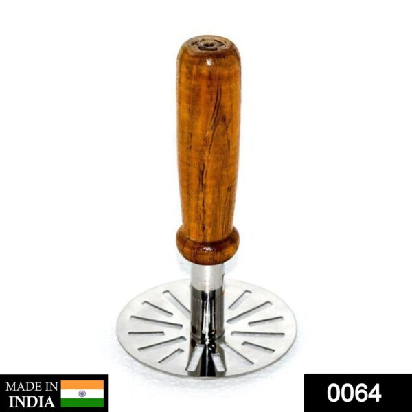 Stainless Steel Potato Masher, Pav Bhaji Masher with wooden handle - Image 2