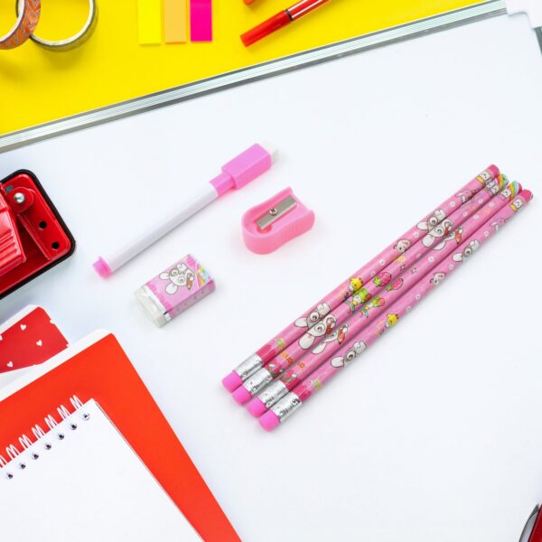 Kids' Stationery Kit: Wooden Pencils, Sharpener, Eraser, Diary (8 Pc Set) - Image 3