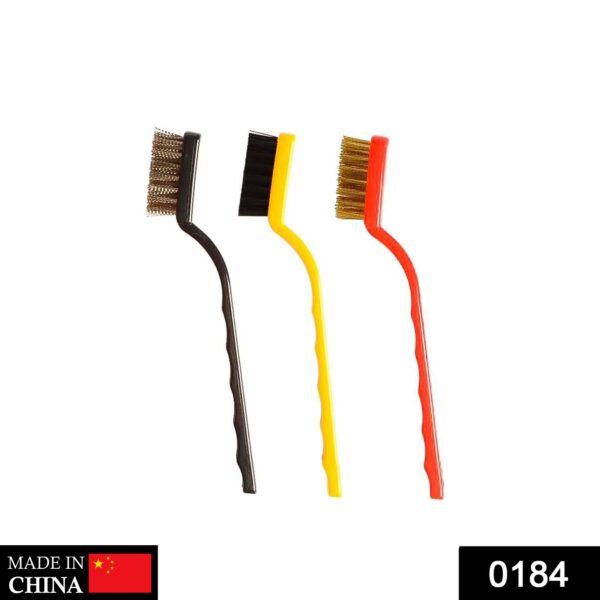 '-3 Pc Mini Wire Brush Set (Brass, Nylon, Stainless Steel Bristles) - Image 2