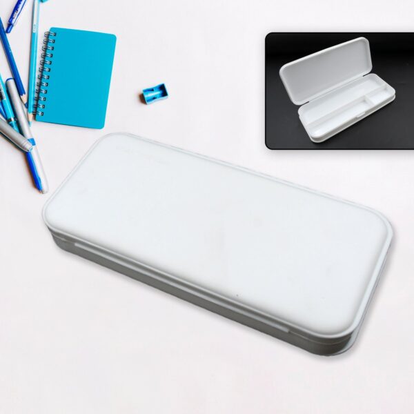 Multipurpose White Compass Pencil Box | 3-Compartment School Case | Ideal Birthday Gift for Kids - Image 3