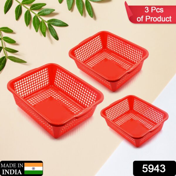 Plastic 3 Pieces Kitchen Large Size Dish Rack Drainer Vegetables and Fruits Washing Basket Dish Rack Multipurpose Organizers - Image 2