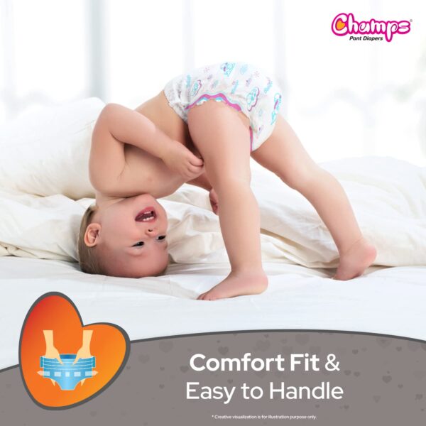 Baby Diaper High Absorbent Pant Diapers,  Champs Soft and Dry Baby Diaper Pants Xl  54 Pcs (Extra Large , XL54 Pieces) - Image 6