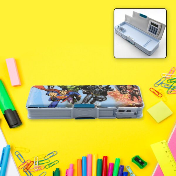 Double Sided Magnetic Geometry Box, Pencil Box with Calculator and Sharpener for Boys Art Plastic Pencil Box  for Girls and Boys - Image 5