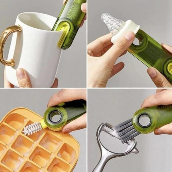 3in1 Multifunctional Cleaning Brush, Bottle Cleaning Brush, Cup Cleaner Brush, for Bottle Cup Cover Lid Home Kitchen Cleaning Tool (1 Pc / Mix Color) - Image 3
