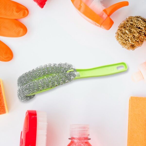 Wire Kitchen Washing Brush, Plastic Small Brush, Cleaning Brush, Bend Handle Pot Washing Brush (2 Pc) - Image 2