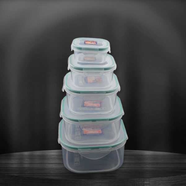 Kitchen Containers Set, Fridge Storage Boxes, Plastic Containers for Kitchen Organizer, Kitchen Accessories Items for Storage Organizer, Snap-Seal (lunch box/storage organizer) (5 Ps Set) - Image 3