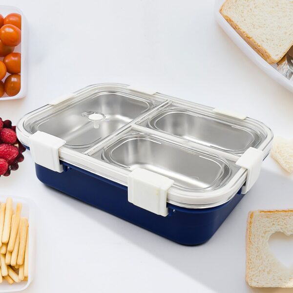 3 Compartment Transparent Stainless Steel Lunch Box for Kids, Tiffin Box, Lunch Box, Lunch Box for Kids, Insulated Lunch Box, Lunch Box for Office Women and Men, Stainless Steel Tiffin Box for Boys, Girls, School Office (Multi Color) - Image 4