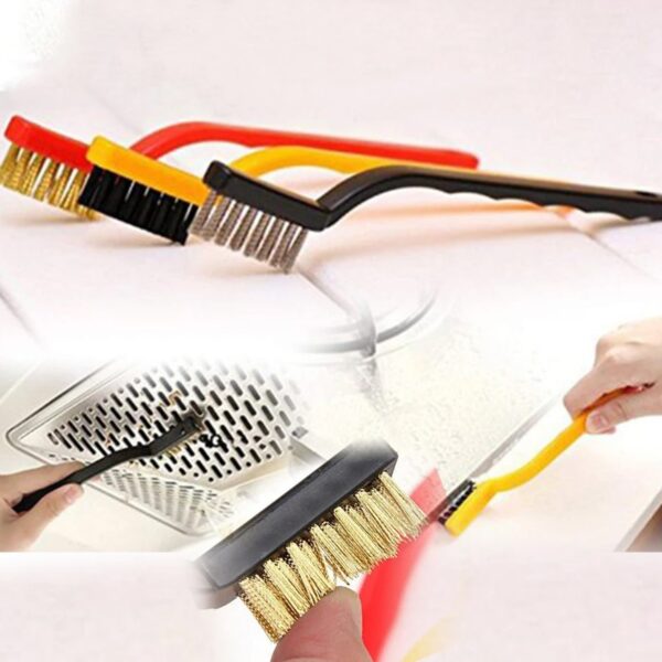'-3 Pc Mini Wire Brush Set (Brass, Nylon, Stainless Steel Bristles) - Image 4