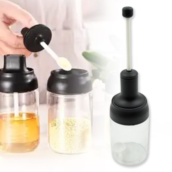 All-in-One Seasoning Jar: Heat-Resistant Glass with Spoon (1 Pc) - Image 4