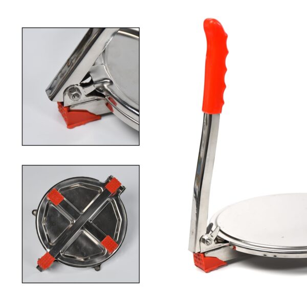 PURI PRESS MAKER - STAINLESS STEEL PURI MAKER PRESS MACHINE - ROTI CHAPATI PRESSER FOR HOME -KHAKHRA- PURI MAKER PRESS MACHINE WITH HANDLE, MANUAL PURI MAKER (MEDIUM) - Image 3