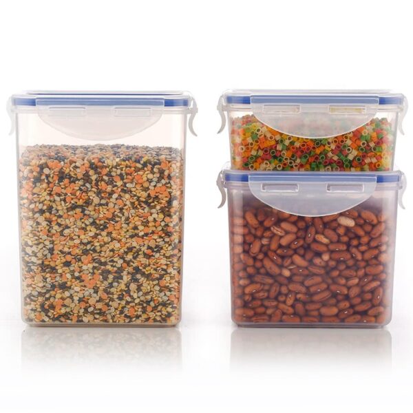 Rectangle Food Storage Containers: Airtight, Leak-Proof Lids (3-Pack, Clear ABS) - Image 7