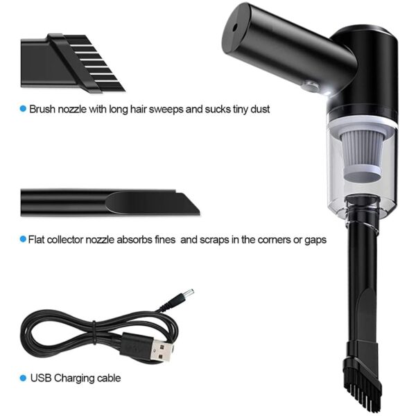 Vacuum Cleaner Dust Collection  2 in 1 Car Vacuum Cleaner 120W High-Power Handheld Wireless Vacuum Cleaner Home Car Dual-use Portable USB Rechargeable - Image 6
