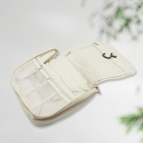 Travel Wash Bag Multi-Functional Waterproof Cosmetic Storage Bag Handheld Foldable Hook Cosmetic Bag with Zipper Closure Handbag Portable Classification Bags (1Pc) - Image 3