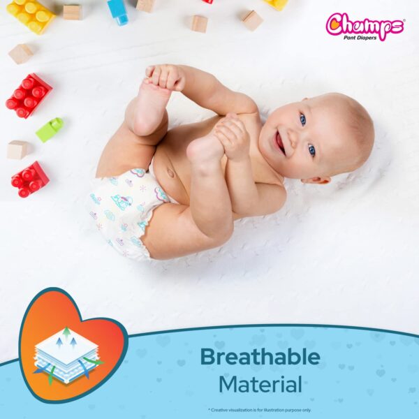 Champs Soft and Dry Baby Diaper Pants 74 Pcs (Medium Size M74) - Image 8