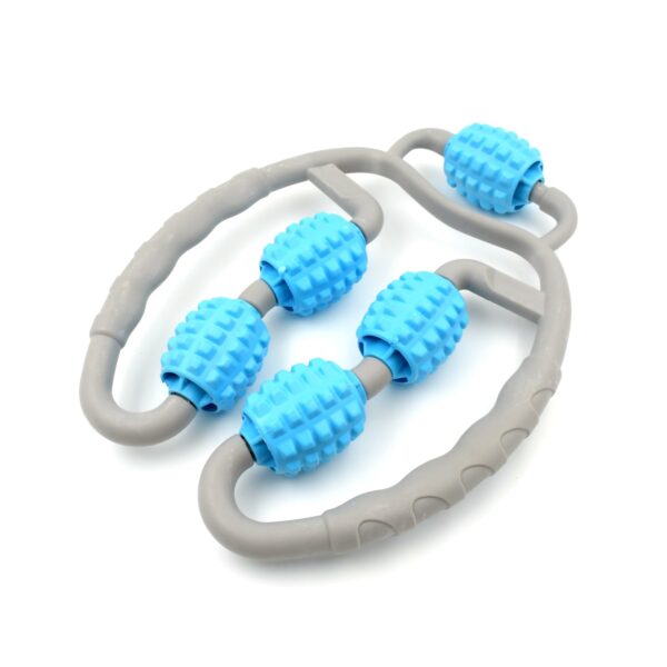 Muscle Massage Roller, 5 Wheels Relieve Soreness Leg Muscle Roller Fitness Roller Muscle Relaxer Massage Roller Ring Clip All Round Massaging Uniform Force Elastic PP Drop Shaped for Home Use (1 Pc) - Image 4