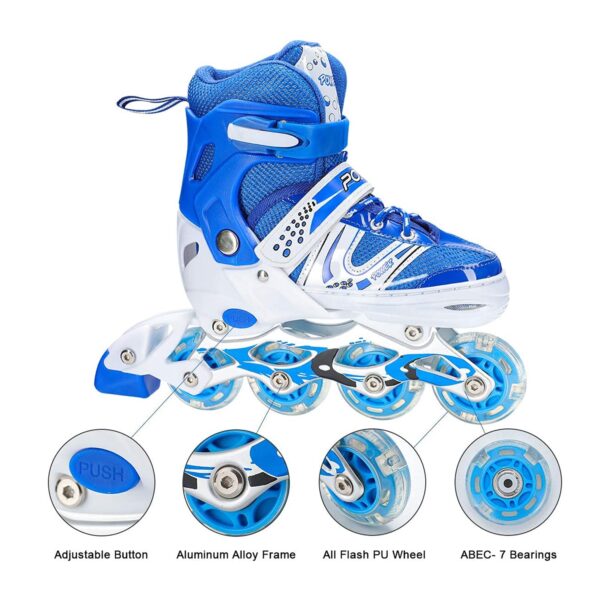 Inline Skates With Led Flashing Light Wheel With Adjustable Length Skate Premium High Quality Skates Pair (Roller Skate , Skating) - Image 3