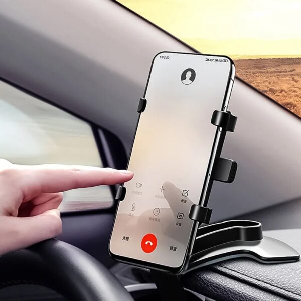 Car Phone Holder Clip Mount 360 Degree Rotation Dashboard Rear View Mirror Sun Visor Smartphone HUD Navigation Fold Stand Plastic Black Compatible For All Smart Phones - Image 3