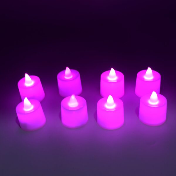 Pink Flameless LED Tealights, Smokeless Plastic Decorative Candles - Led Tea Light Candle For Home Decoration (Pack Of 8pc) ( Diya , Divo , Diva , Deepak , Jyoti) - Image 3